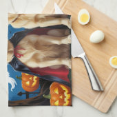 Golden Retriever Honden Pompoen Halloween Grappig Theedoek (Quarter Fold)