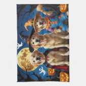 Golden Retriever Honden Pompoen Halloween Grappig Theedoek (Verticaal)