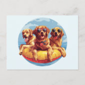 Golden Retriever Honden Zomer Zwembad Floaties Briefkaart (Voorkant)