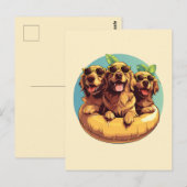 Golden Retriever Honden Zomer Zwembad Floaties Briefkaart (Voorkant / Achterkant)