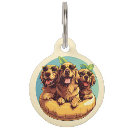 Golden Retriever Honden Zomer Zwembad Floaties Huisdierpenning