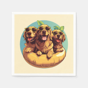 Golden Retriever Honden Zomer Zwembad Floaties Servet