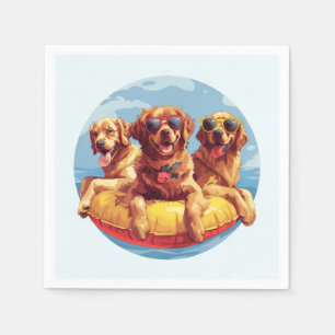 Golden Retriever Honden Zomer Zwembad Floaties Servet
