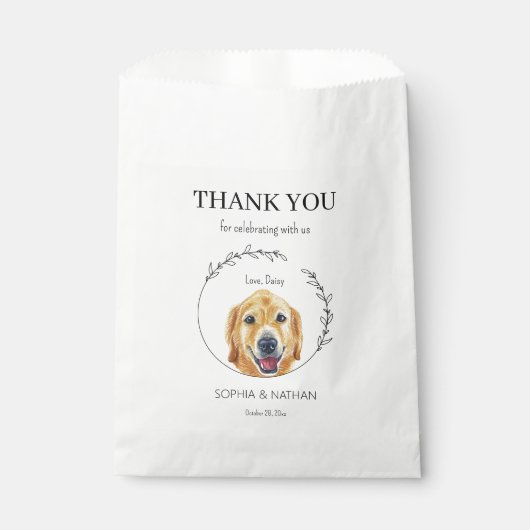 Golden Retriever Hondenbruiloft Dank u Favor Bag Bedankzakje (Voorkant)