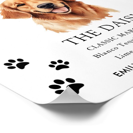 Golden Retriever Hondenbruiloft Handtekening Drink Poster (Hoek)