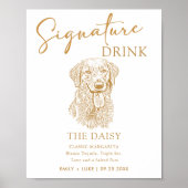 Golden Retriever Hondenbruiloft Handtekening Drink Poster (Voorkant)