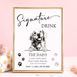 Golden Retriever Hondenbruiloft Handtekening Drink Poster