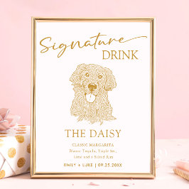 Golden Retriever Hondenbruiloft Handtekening Drink Poster