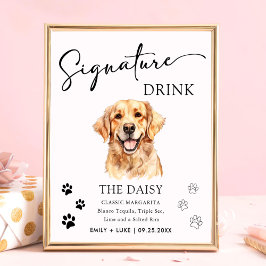 Golden Retriever Hondenbruiloft Handtekening Drink Poster