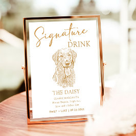 Golden Retriever Hondenbruiloft Handtekening Drink Poster