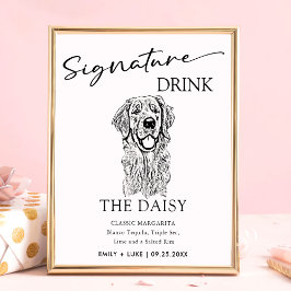 Golden Retriever Hondenbruiloft Handtekening Drink Poster