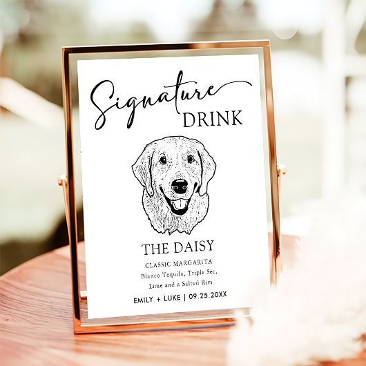 Golden Retriever Hondenbruiloft Handtekening Drink Poster