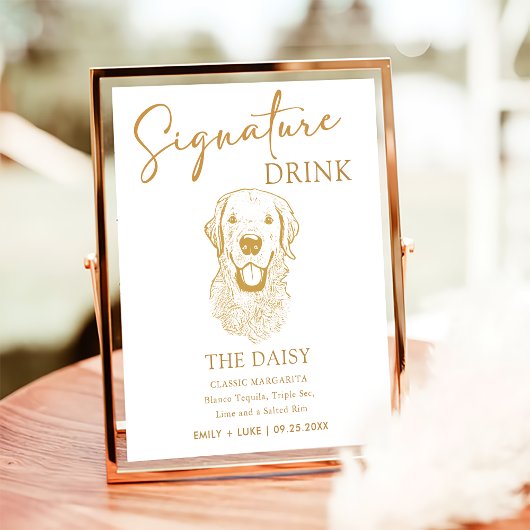 Golden Retriever Hondenbruiloft Handtekening Drink Poster