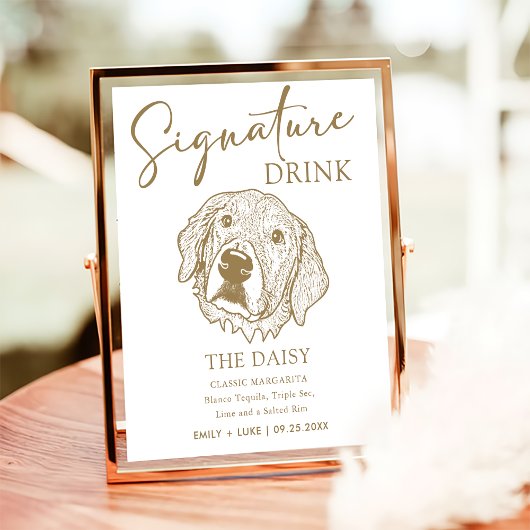 Golden Retriever Hondenbruiloft Handtekening Drink Poster