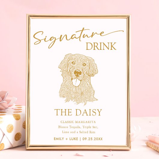 Golden Retriever Hondenbruiloft Handtekening Drink Poster