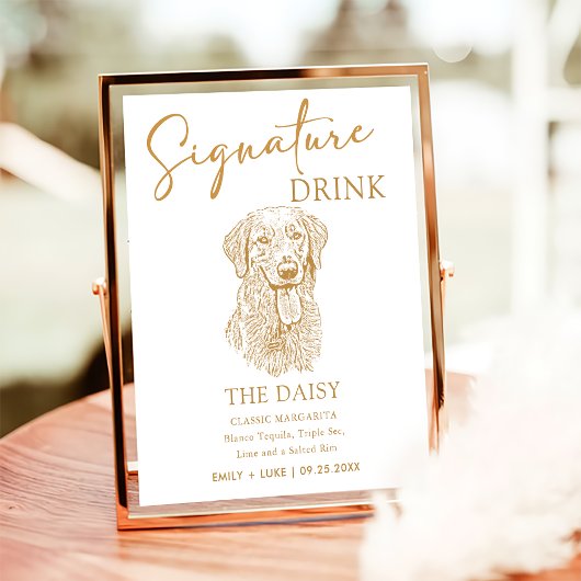 Golden Retriever Hondenbruiloft Handtekening Drink Poster