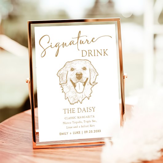 Golden Retriever Hondenbruiloft Handtekening Drink Poster