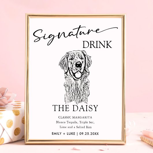 Golden Retriever Hondenbruiloft Handtekening Drink Poster