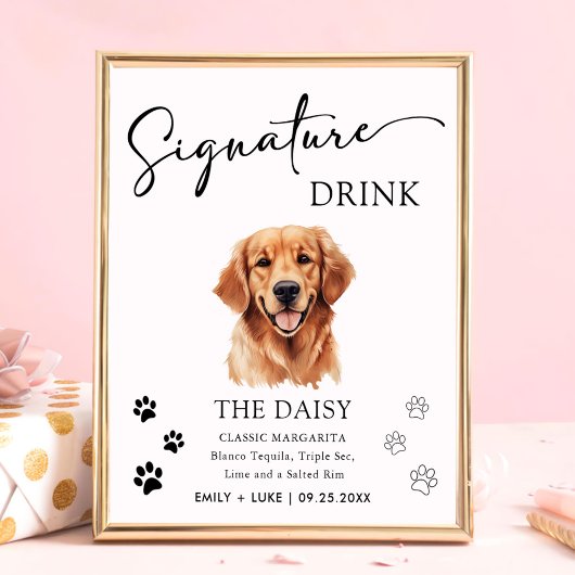 Golden Retriever Hondenbruiloft Handtekening Drink Poster