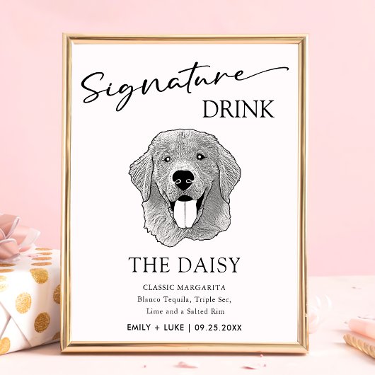 Golden Retriever Hondenbruiloft Handtekening Drink Poster