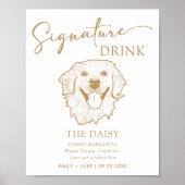 Golden Retriever Hondenbruiloft Handtekening Drink Poster (Voorkant)