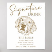 Golden Retriever Hondenbruiloft Handtekening Drink Poster (Voorkant)