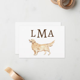 Golden Retriever Hondenliefhebber Monogram Notitiekaartje