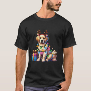 Golden Retriever Hondenliefhebber Rendier Antlers T-shirt