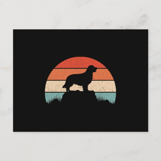 Golden Retriever Hondenliefhebber Retro Sunset Aankondigingskaart (Voorkant)