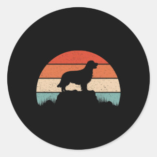 Golden Retriever Hondenliefhebber Retro Sunset Ronde Sticker