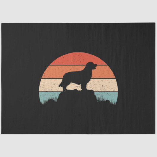 Golden Retriever Hondenliefhebber Retro Sunset Tissuepapier (Voorkant)