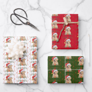 Golden Retriever Hondenpatroon Kerstmis Inpakpapier Vel