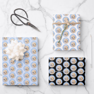 Golden Retriever hondenportret, origineel schilder Inpakpapier Vel