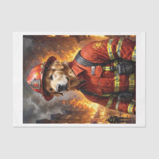 Golden Retriever hondenras: Brandweerman - Tissuepapier (Voorkant)