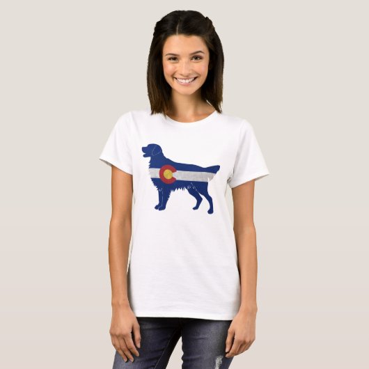 Golden Retriever Hondenras Colorado Flag T-shirt (Voorkant volledig)