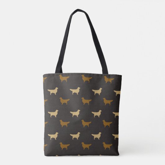 Golden Retriever Hondenras Silhouetten Patroon Tote Bag (Achterkant)