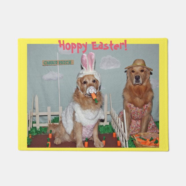 Golden Retriever Hoppy Easter Deurmat (Voorkant)
