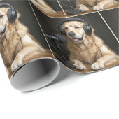 Golden Retriever Hosting a Podcast Cadeaupapier (Rol Hoek)