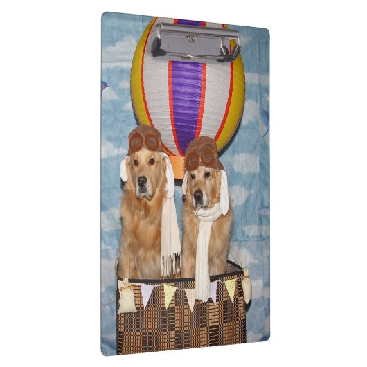 Golden Retriever Hot Air Ballonpiloten Klembord (Rechts)