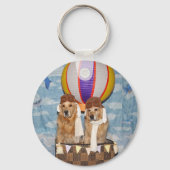 Golden Retriever Hot Air Ballonpiloten Sleutelhanger (Voorkant)