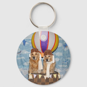 Golden Retriever Hot Air Ballonpiloten Sleutelhanger