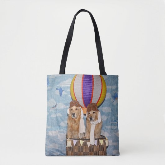 Golden Retriever Hot Air Ballonpiloten Tote Bag (Voorkant)