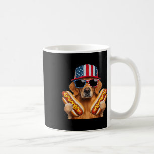 Golden Retriever Hotdog 4 juli Amerikaanse Vlag  Koffiemok