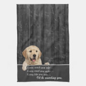 Golden Retriever Humor op Barn Wood Theedoek (Verticaal)
