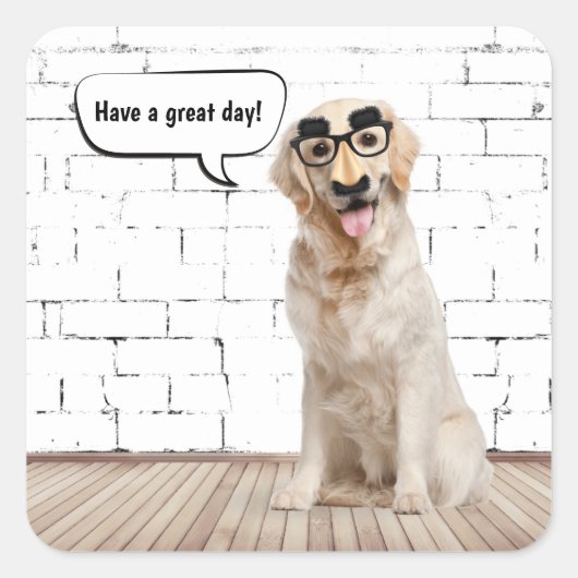Golden Retriever Humor Square Sticker (Voorkant)