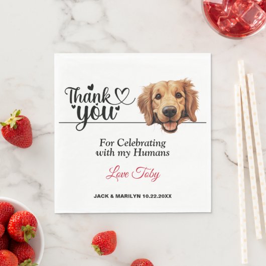 Golden Retriever Huwelijk Bedankt Servet (Insitu)