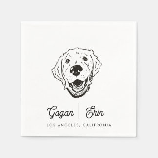 Golden Retriever huwelijks cocktail servet