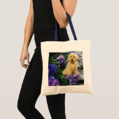 Golden Retriever Hydrangea Canvas tas (Voorkant (product))