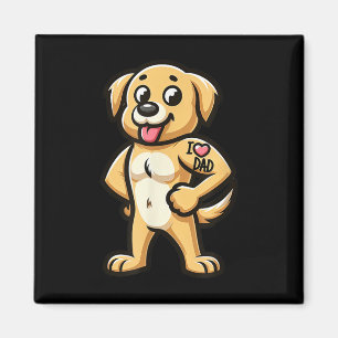 Golden Retriever I Love Dad Funny Dog Tattoo _1 Magneet