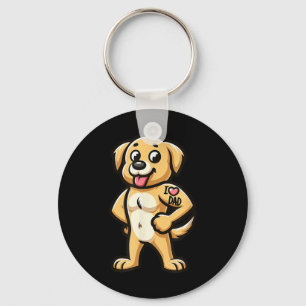 Golden Retriever I Love Dad Funny Dog Tattoo _1 Sleutelhanger
